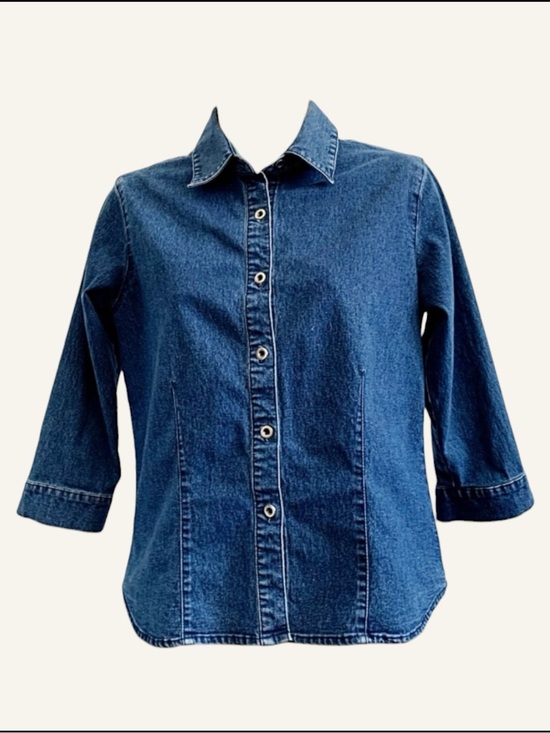 Sonoma Tops - SONOMA Sz PM Stretch Blue Denim Button Down Shirt